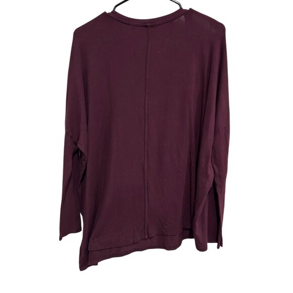 Athleta Womens Burgundy Long-Sleeve Relaxed Fit Top Sz Medium - Picture 2 of 8